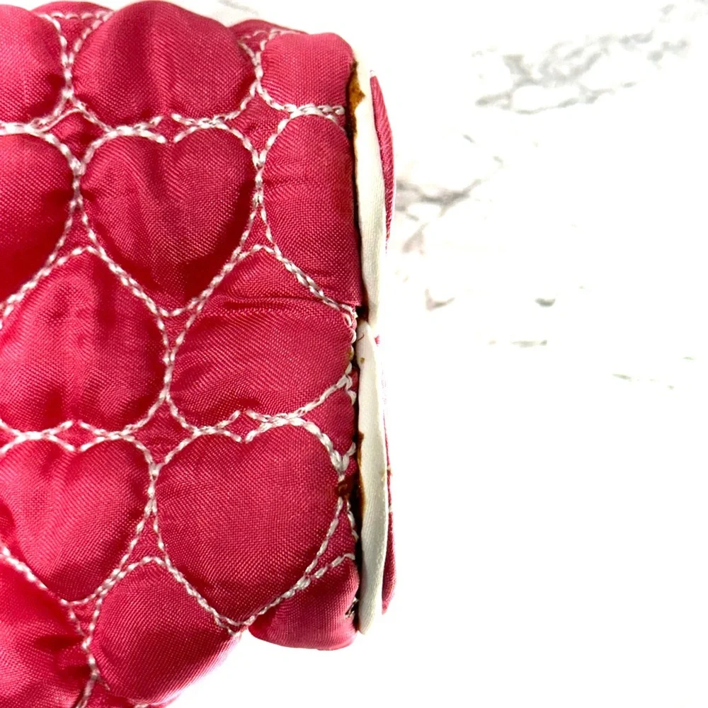 New Vintage Bath & Body Works Hot Pink Heart Shaped Makeup Bag